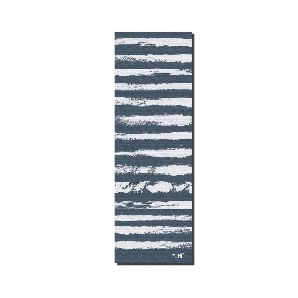 Yoga Mat | 6mm Thick | Blue Striped | Non-Slip | Eco Friendly | Yune Yoga | Fir